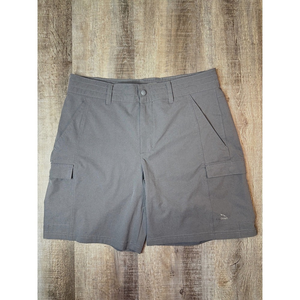 LL Bean Womens Gray Cargo Shorts Size 12 Reg Recycled Sorona 521646 Gorpcore